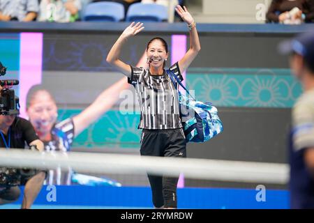 Tokio, Japan. Oktober 2023. Shinobu Asagoe (JPN) Tennis : Ausstellungsspiel im Ariake Colosseum während TORAY PAN PACIFIC OPEN TENNIS 2023 in Tokio, Japan. Quelle: SportsPressJP/AFLO/Alamy Live News Stockfoto