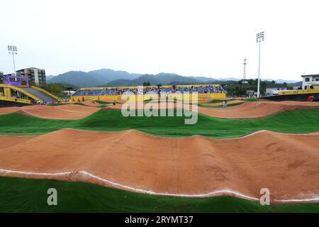 Jieshou, China. Oktober 2023. Allgemeine Ansicht, 1. Oktober 2023 - Radfahren : im Chun'an Jieshou Sports Centre Mountain Bike Course während der China Hangzhou Asian Games 2022 in Jieshou, China. Quelle: Naoki Nishimura/AFLO SPORT/Alamy Live News Stockfoto