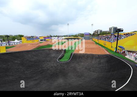 Jieshou, China. Oktober 2023. Allgemeine Ansicht, 1. Oktober 2023 - Radfahren : im Chun'an Jieshou Sports Centre Mountain Bike Course während der China Hangzhou Asian Games 2022 in Jieshou, China. Quelle: Naoki Nishimura/AFLO SPORT/Alamy Live News Stockfoto