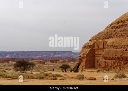 Rock City Hegra in der Nähe von Al'Ula, Saudi-Arabien Stockfoto