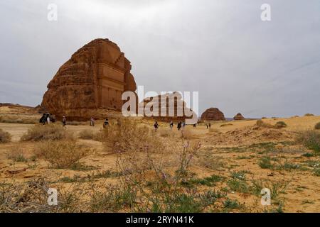 Grab von Lihyan in der Felsenstadt Hegra bei Al'Ula, Saudi-Arabien Stockfoto