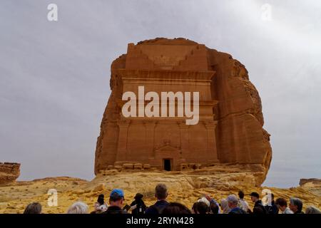 Grab von Lihyan in der Felsenstadt Hegra bei Al'Ula, Saudi-Arabien Stockfoto