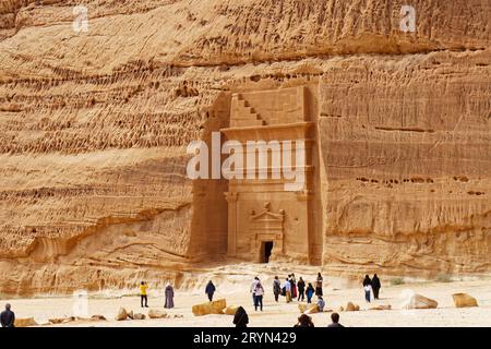 Rock City Hegra in der Nähe von Al'Ula, Saudi-Arabien Stockfoto