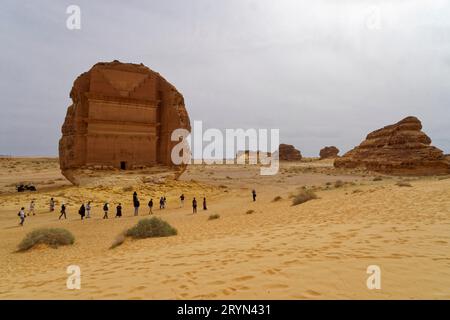 Grab von Lihyan in der Felsenstadt Hegra bei Al'Ula, Saudi-Arabien Stockfoto