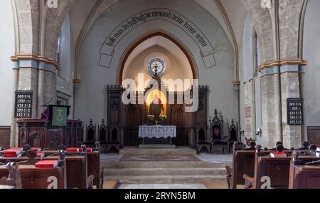 Das Innere der Evangelischen Kirche in Bad Gastein Stockfoto