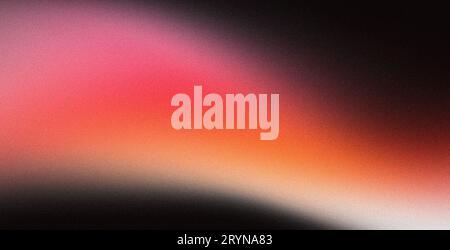 Abstrakter Hintergrund Rot Orange Gelb Pink Schwarz körniger Verlauf, lebendiger Farbfluss Rauschen Textureffekt, Breite Bannergröße Stockfoto
