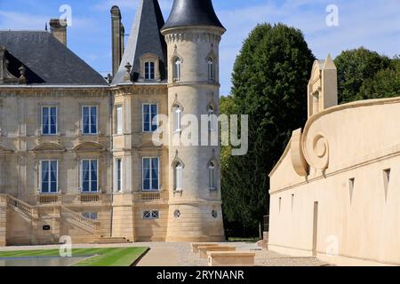 Das Weinschloss Pichon-Longueville, auch Château Pichon Baron genannt, in Pauillac im Médoc. Rotweinerzeugung. Weinberg Bordeaux. Pauillac Stockfoto