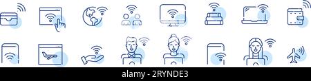 Wi-fi und Internet der Dinge Symbole gesetzt. Pixel perfekt Stock Vektor
