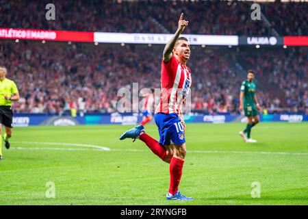 Madrid, Spanien. Oktober 2023. Das Fußballspiel der spanischen Meisterschaft La Liga EA Sports zwischen Atletico Madrid und Cadiz fand am 1. Oktober 2023 im Metropolitano Stadion in Madrid statt Stockfoto