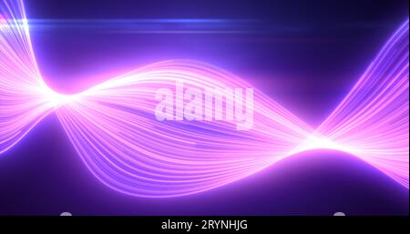 Abstrakte Lila leuchtende fliegende Wellen von Linien Energie magischen Hintergrund. Stockfoto