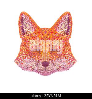 Red Fox Head, Pointillist Im Pop Art Style Stockfoto