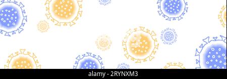 Abstrakter minimaler Hintergrund mit COVID-19-Coronavirus-Bakterienzellen. Vektorbanner-Design Stock Vektor