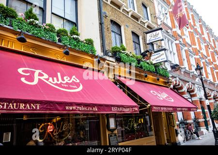 Rules Restaurant im Maiden Lane Covent Garden London, Londons ältestes Restaurant, England, Großbritannien, september 2023 Stockfoto
