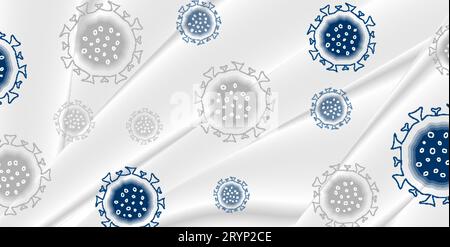 Abstrakter minimaler Hintergrund mit COVID-19-Coronavirus-Bakterienzellen. Vektorbanner-Design Stock Vektor