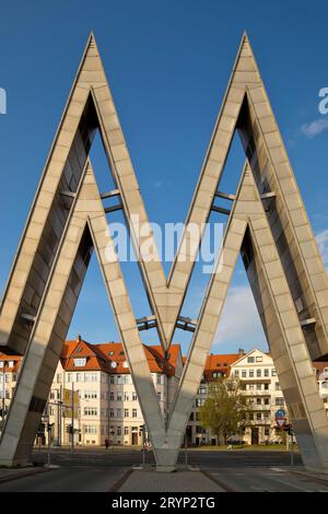 Double M als Marke der Leipziger Messe, altes Messegelände, Leipzig, Deutschland, Europa Stockfoto