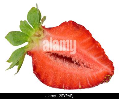 Halbreife rote Erdbeeren auf einem weißen, isolierten Hintergrund Stockfoto