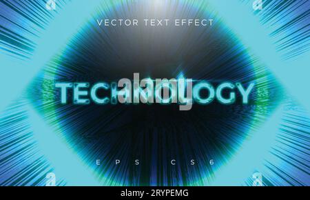 Technologisches Banner mit blauer Farbverlaufsfarbe mit Lichteffekthintergrund mit 3D-Neon-Texteffekt-Design mit Hintergrundvektorvorlage für Bewegungsgeschwindigkeit Stock Vektor