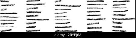 Mit einem Pinsel erstellte Striche unterstreichen, Linien malen. Kreide-, Stift- und Markierungsakzente erzeugen Kurven. Bleistiftspuren mit Grunge-Blüte. Flachvektorillus Stock Vektor