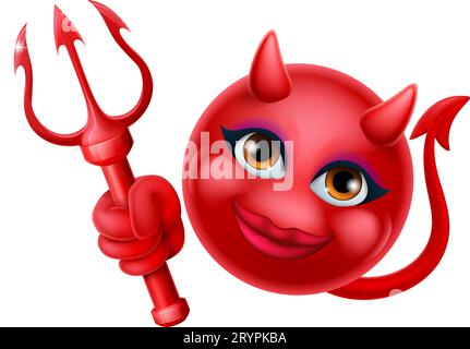 Teufel Emoji Emoticon Mann Gesicht Cartoon-Ikone Maskottchen Stock Vektor