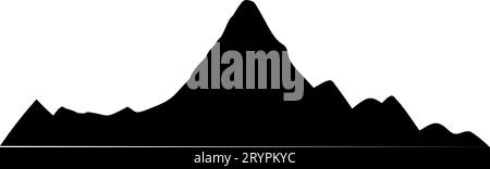 Bergsymbol mit verschneiten Silhouette. Alpen, Hügel, schwarzer Felsen und weiße Landschaft, eisiger Berg. Flache Vektorgrafiken isoliert im Hintergrund. Stock Vektor
