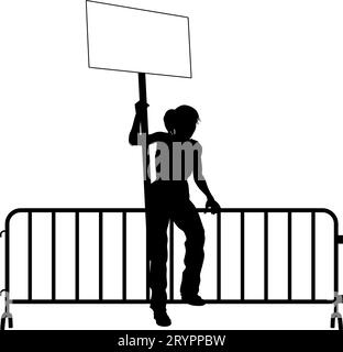 Protestkundgebung Marsch Streikposten Schild Silhouette Person Stock Vektor