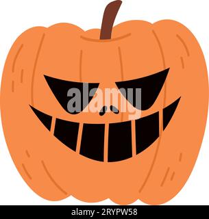 Süßes Halloween-Kürbis-Set. Lächelnde Cartoon-Laternen-Gesichter. Helloween-Feiertagsfiguren in Form von Kürbis. Flache Abbildungen isoliert auf weiß b Stock Vektor