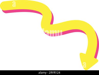 Symbol für „Doodle Spiral“-Pfeile. Entwickeln Sie eigenartige Zickzacklinie, Federspule, Kurvenwelle. Vektordarstellung Stock Vektor