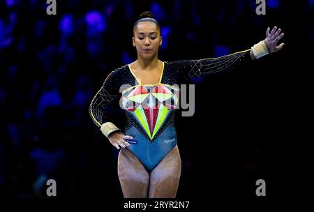 Antwerpen, Belgien. Okt. 2023. Jutta Verkest (BEL) in Aktion während der Frauenqualifikation bei den Turn-Weltmeisterschaften im Sportpalast Antwerpen. Quelle: Iris van den Broek / Alamy Live News Stockfoto