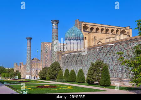 Sher-Dor Madrasa, Samarkand, Usbekistan Stockfoto