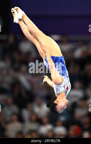 Hangzhou, chinesische Provinz Zhejiang. Oktober 2023. Zhu Xueying aus China nimmt am 2. Oktober 2023 an den 19. Asienspielen in Hangzhou, ostchinesische Provinz Zhejiang, Teil. Cheng Min/Xinhua/Alamy Live News Stockfoto