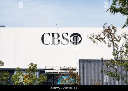 CBS American Commercial Broadcast TV and Radio Network at Television City, im Fairfax District von Los Angeles, Kalifornien, USA. Stockfoto