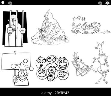 Illustrationen mit humorvollen Zeichentrickkonzepten oder Metaphern oder Sprichwörtern mit Comic-Charakteren Stockfoto