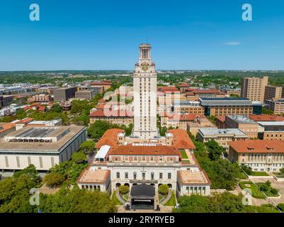 Luftaufnahme des Hauptgebäudes an der University of Texas am Austin Campus Stockfoto
