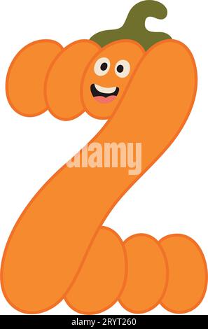 Niedlicher Halloween-Buchstabe Z Kürbisfigur. Lustige Kinder dekorative Beschriftung. Für T-Shirt, Kindergartendekoration, Babydusche, Grußkarte Stock Vektor