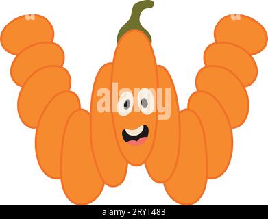 Niedlicher Halloween-Buchstabe mit Kürbischarakter. Lustige Kinder dekorative Beschriftung. Für T-Shirt, Kindergartendekoration, Babydusche, Grußkarte Stock Vektor