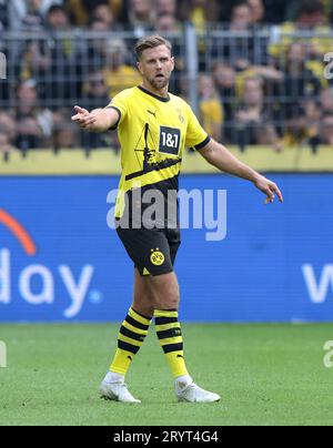 firo: 23.09.2023, Fußball, 1. Liga, 1. Bundesliga, Saison 2023/2024, BVB, Borussia Dortmund - VfL Wolfsburg 1:0 Niclas FULLKRUG, BVB, Geste Stockfoto