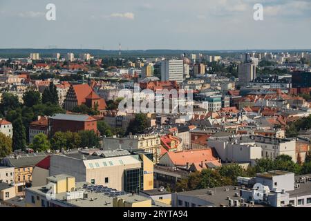 Bydgoszcz. Luftaufnahme des Stadtzentrums von Bydgoszcz in der Nähe des Flusses Brda. Die größte Stadt in der Woiwodschaft Kujawien-Pommern. Pol Stockfoto