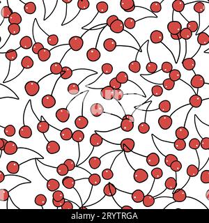 Vektor Hand gezeichnet nahtlose Muster Kirsche auf weißem Hintergrund Stock Vektor