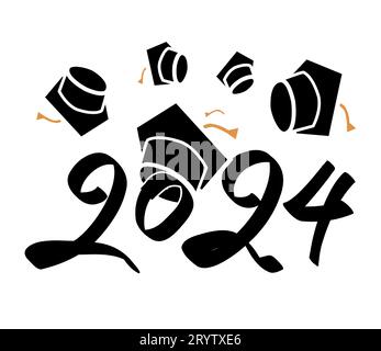 Klasse der handschriftlichen Typographie 2024. Bildung. Schüler 2024 Klassenvektor Stock Vektor