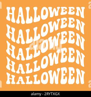 Vector Retro groovige Halloween-Schrift isoliert auf orangem Hintergrund Stock Vektor