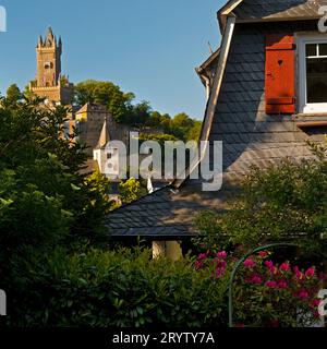 Der Wilhelmsturm über der Stadt Dillenburg, Hessen, Deutschland, Europa Stockfoto
