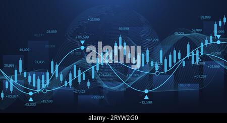 Weltgeschäftsdiagramm oder Börsendiagramm oder Forex-Handelsdiagramm im grafischen Konzept. Candlestick für Finanzinvestitionen oder den wirtschaftlichen Trend der Unternehmen Stock Vektor