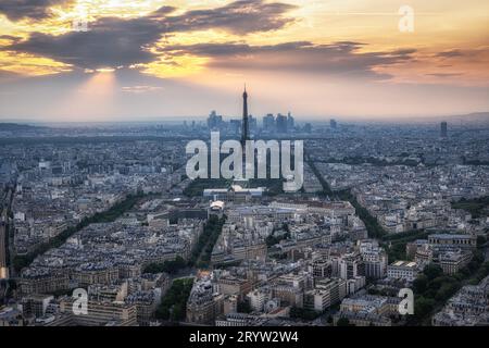 Panoramablick auf Paris City mit Eiffelturm Stockfoto