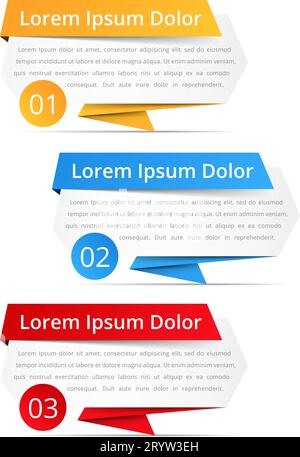 Infografik Designelemente mit Platz für Zahlen (Schritte oder Optionen), Titel und Text, Vektor EPS10-Abbildung Stock Vektor