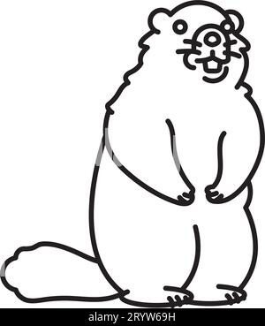 Murmeltier, das auf Hinterbeinen steht, Karikaturvektormarkensymbol für Marmot Day am 2. Februar Stock Vektor