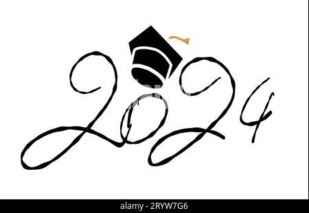 Klasse der handschriftlichen Typographie 2024. Bildung. Schüler 2024 Klassenvektor Stock Vektor