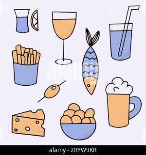 Bar, Pub Clip Art, Set von Elementen, Muster Stock Vektor