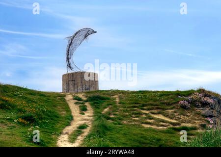 Historischer Fischerhafen und traditionelle Fischerhütten in Portsoy, Aberdeenshire, Schottland. Stockfoto