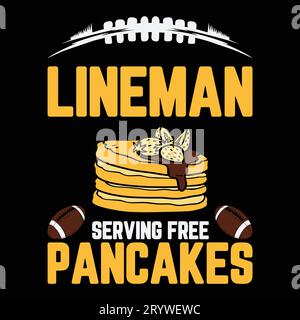 Football Lineman Serving Pancakes Daily Offensive Lineman T-Shirt Stock Vektor