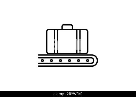 Gepäcksymbol. Symbol für Flughafen, Gepäckausgabe. Geeignet für Website-Design, App, Benutzeroberflächen, druckbar usw. Liniensymbolstil. Einfache vecto Stock Vektor